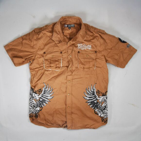 Vintage All Over Print Grunge Goth Marc Ecko Button Up Shirt - XL - Picture 2 of 7